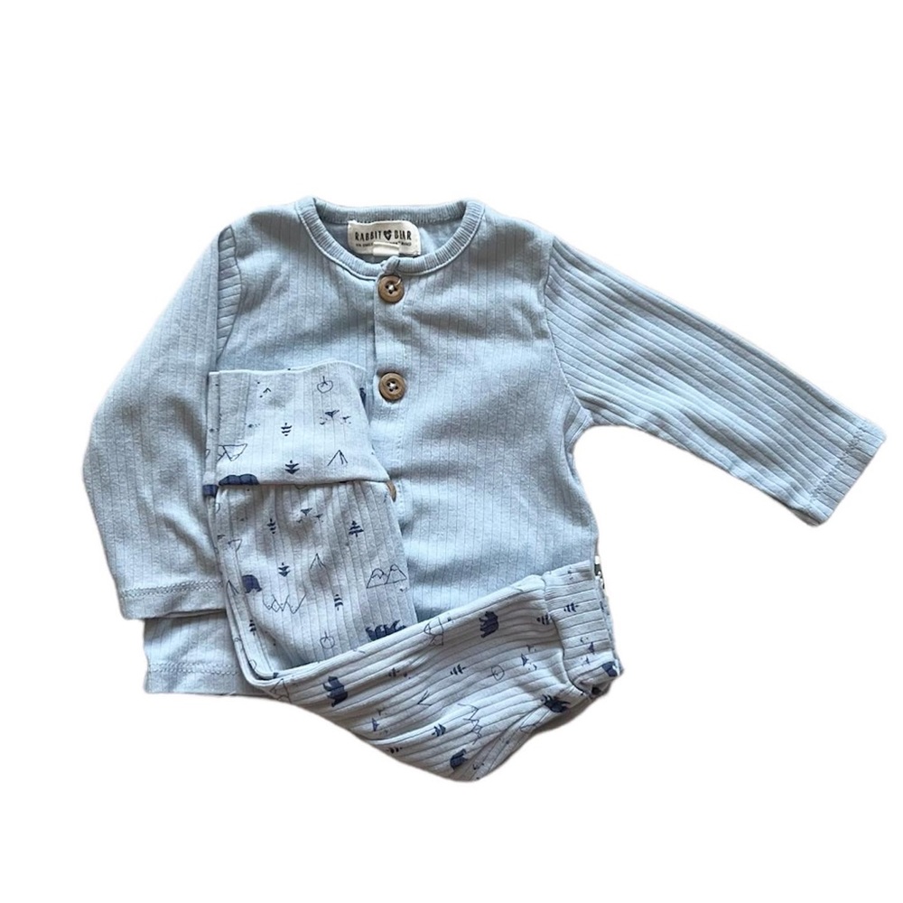 Rabbit+ Bear organic ribbed cardigan and leggings set 3-6 months.